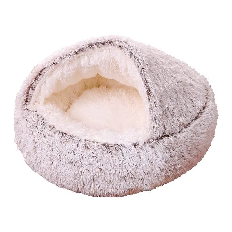 Plush Pet Cat Bed round Cat Cushion Cat House 2 in 1 Warm Cat Basket Pet Sleep Bag Cat Nest Kennel for Small Dog Cat Dog Bed