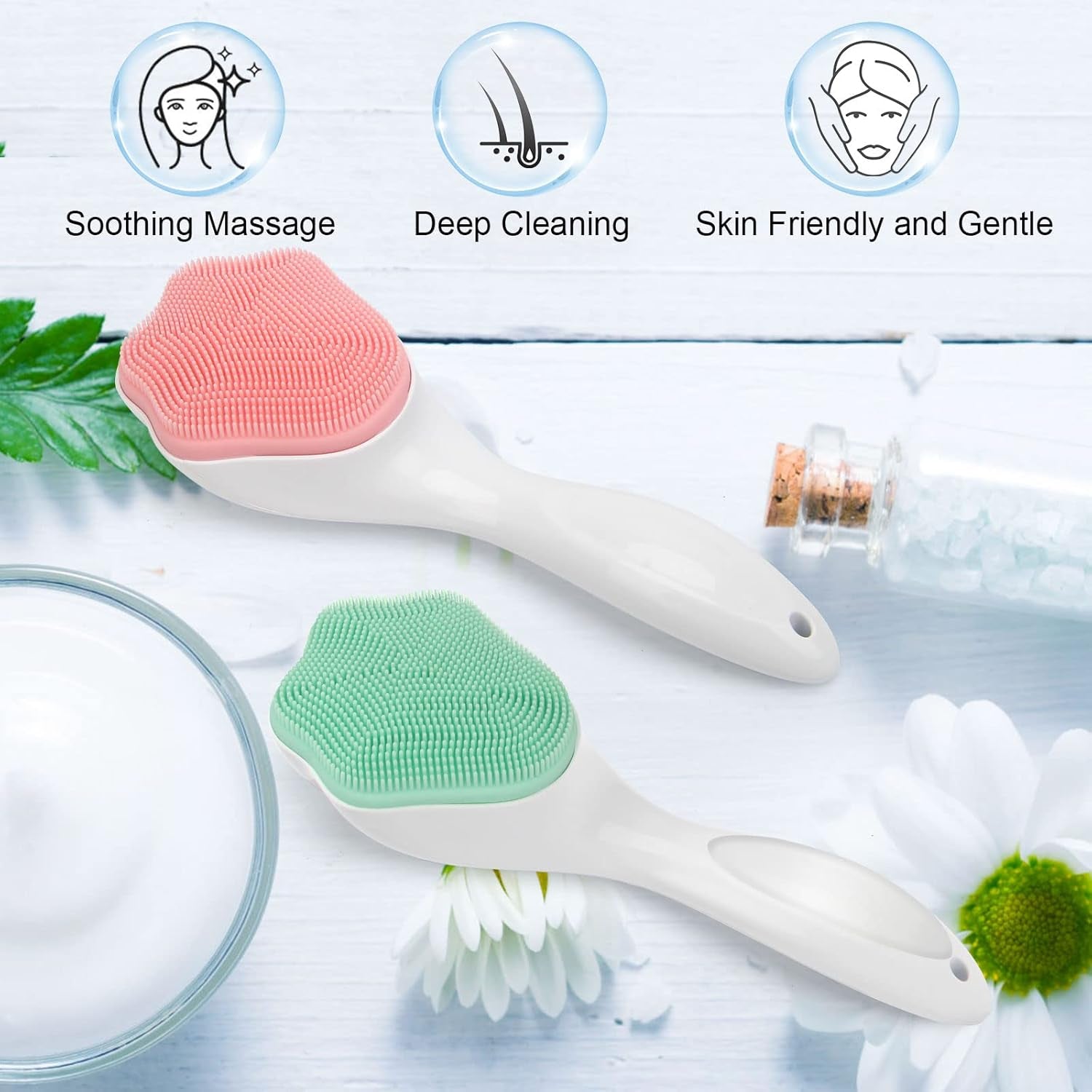 Silicone Face Scrubber 2 Pack - Silicone Face Brush Exfoliating Brush, Deep Cleansing, Gentle Exfoliation, Pore Treatment, Massaging