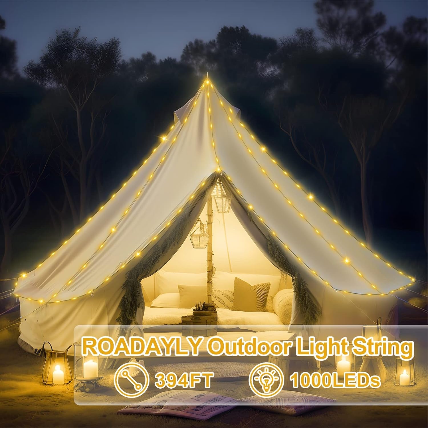 328 FT 1000 LED Christmas String Lights Outdoor Waterproof Twinkle Green Wire Plug Fairy Lights with Remote Timer 8 Modes Indoor Xmas Tree Decorations(Warm White)