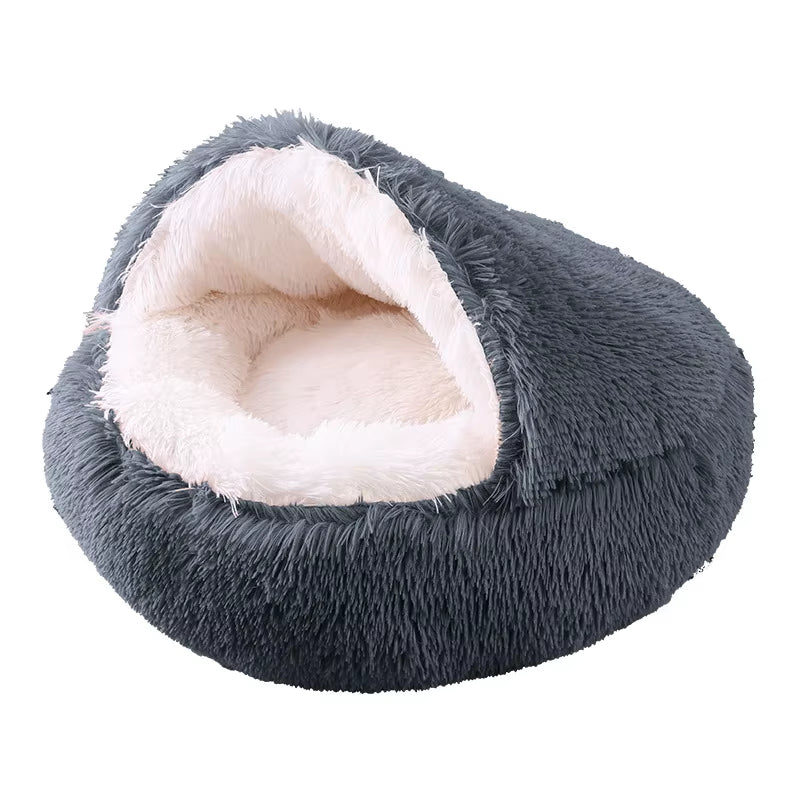 Plush Pet Cat Bed round Cat Cushion Cat House 2 in 1 Warm Cat Basket Pet Sleep Bag Cat Nest Kennel for Small Dog Cat Dog Bed