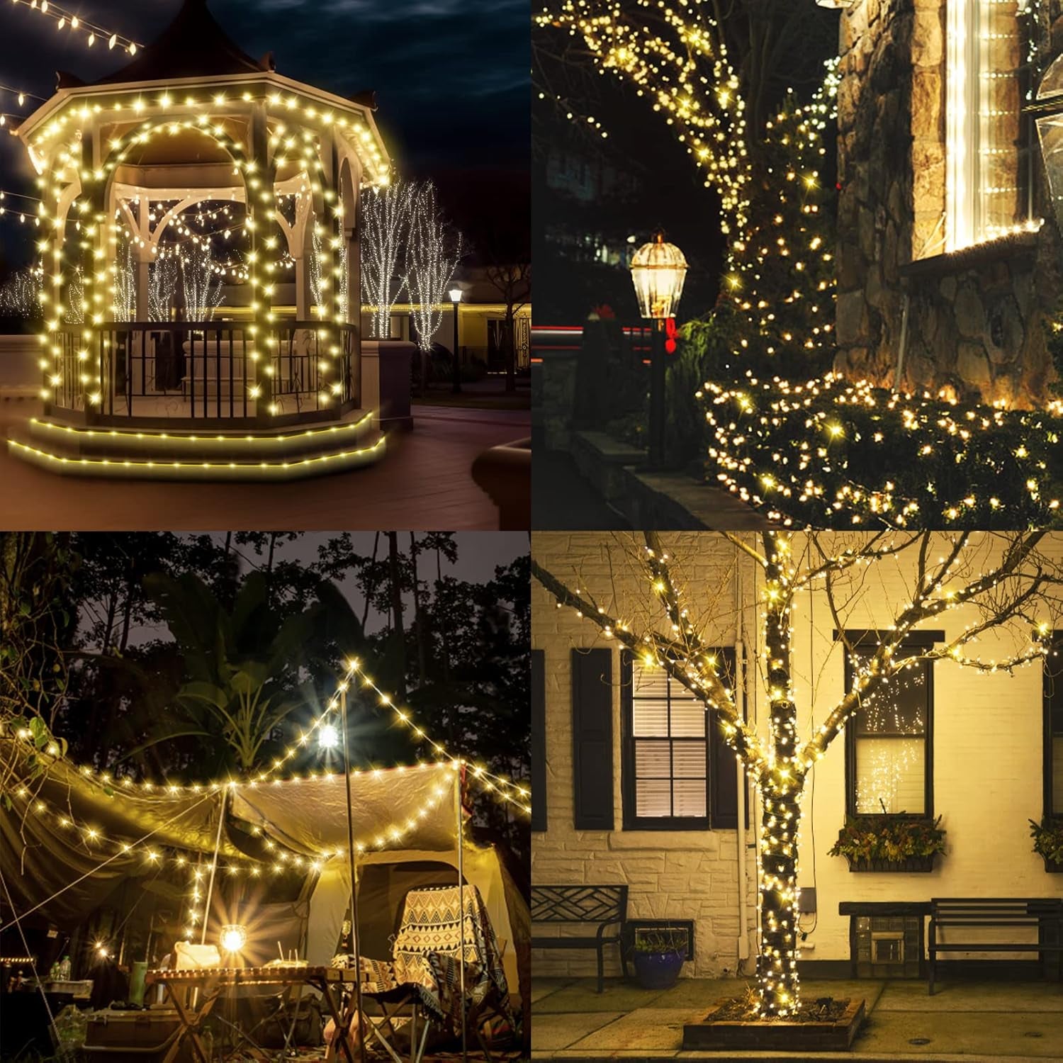 328 FT 1000 LED Christmas String Lights Outdoor Waterproof Twinkle Green Wire Plug Fairy Lights with Remote Timer 8 Modes Indoor Xmas Tree Decorations(Warm White)