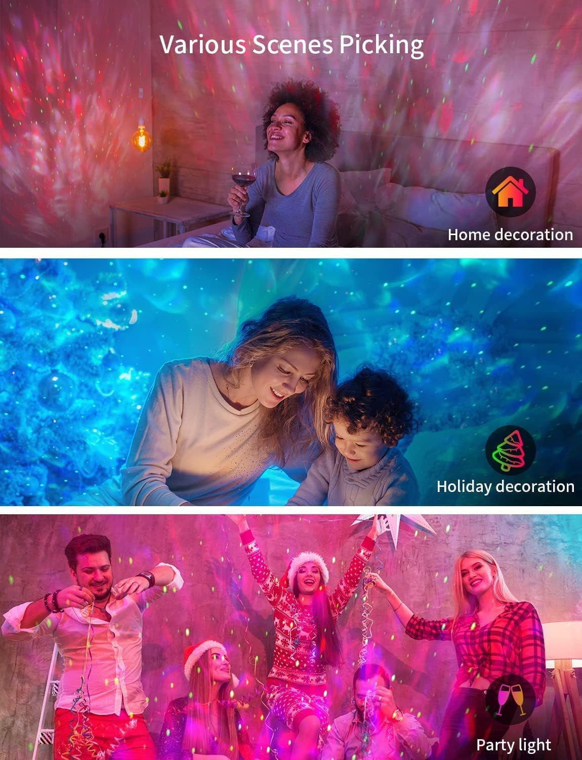 Bluetooth Star Projector Night Light for Kids - Compatible with Alexa & Google, Large Coverage, Ideal Christmas Gift