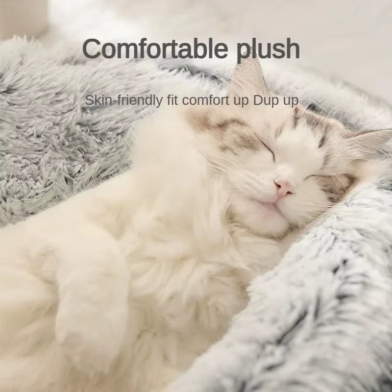 Plush Pet Cat Bed round Cat Cushion Cat House 2 in 1 Warm Cat Basket Pet Sleep Bag Cat Nest Kennel for Small Dog Cat Dog Bed