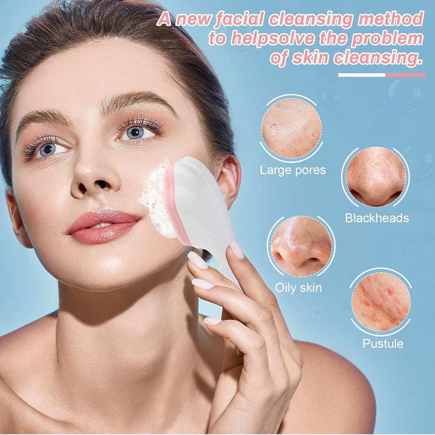 Silicone Face Scrubber 2 Pack - Silicone Face Brush Exfoliating Brush, Deep Cleansing, Gentle Exfoliation, Pore Treatment, Massaging