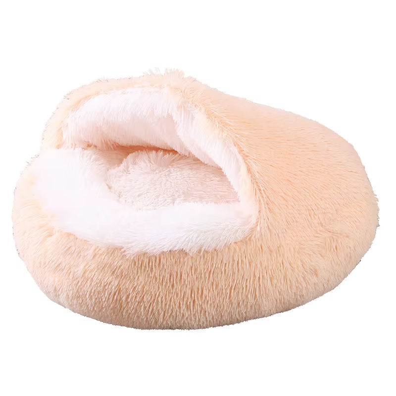 Plush Pet Cat Bed round Cat Cushion Cat House 2 in 1 Warm Cat Basket Pet Sleep Bag Cat Nest Kennel for Small Dog Cat Dog Bed