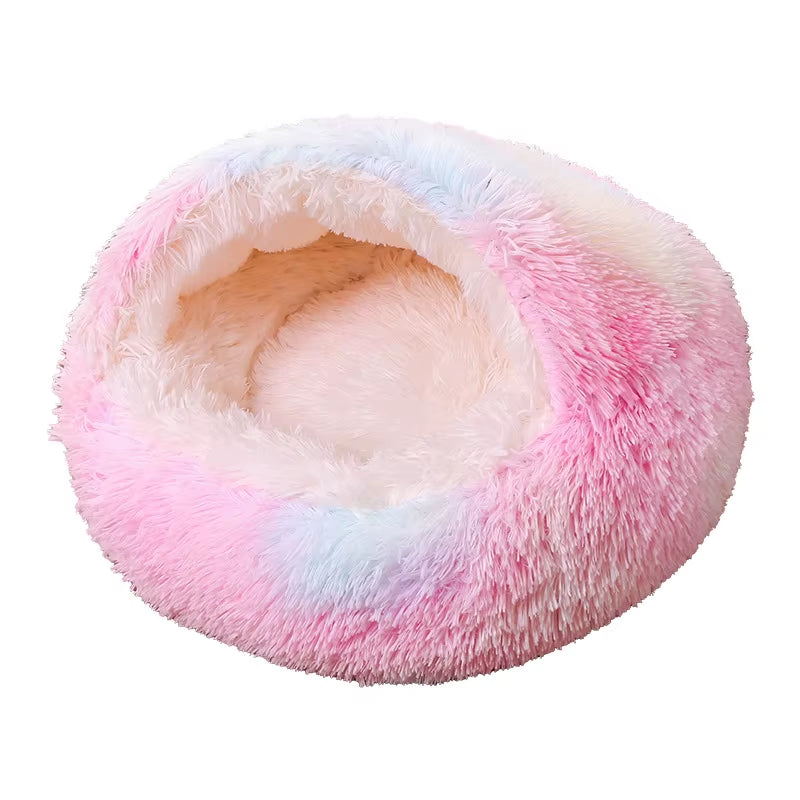 Plush Pet Cat Bed round Cat Cushion Cat House 2 in 1 Warm Cat Basket Pet Sleep Bag Cat Nest Kennel for Small Dog Cat Dog Bed