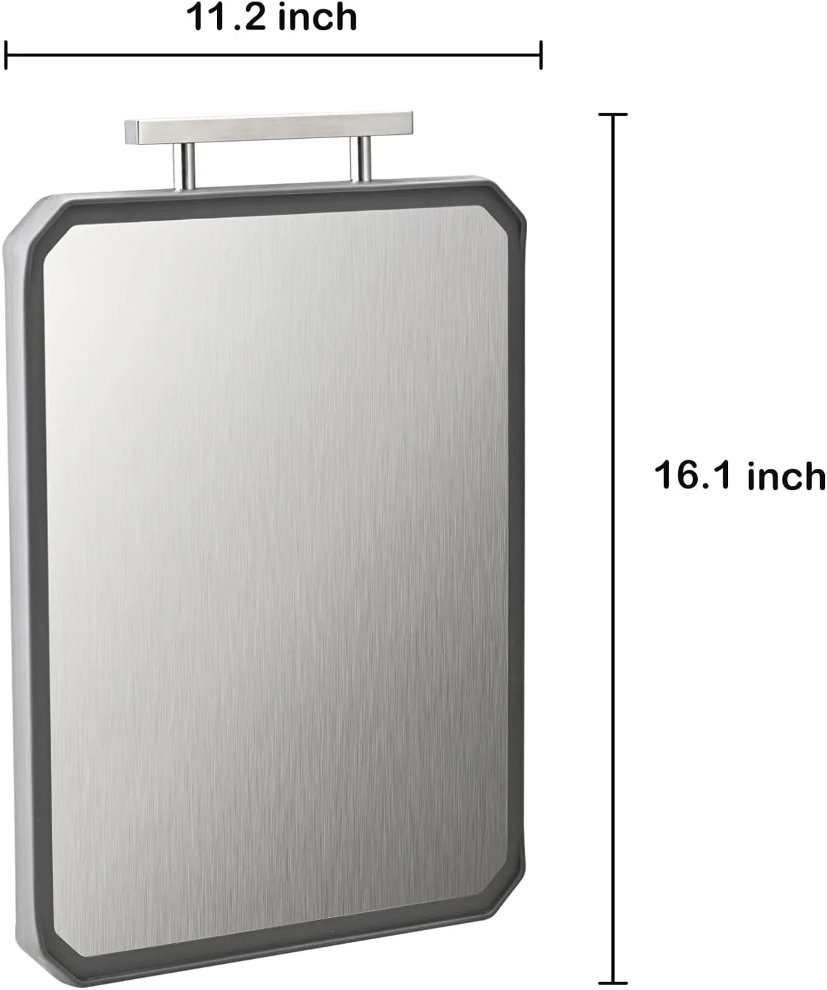 Double-Sided Stainless Steel Cutting Board 16X11 Inch - Stainless Steel-Wheat Straw PP Dishwasher Safe Chopping Board for Meat & Vegetables